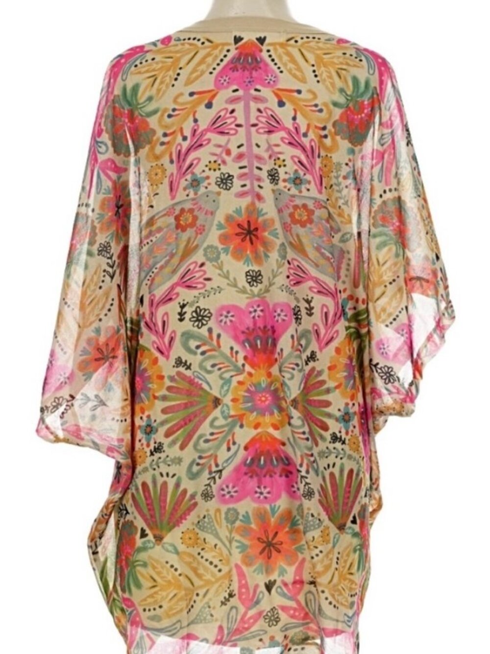 Natural Life vibrant pink floral lightweight poly dress size M - Picture 2 of 7